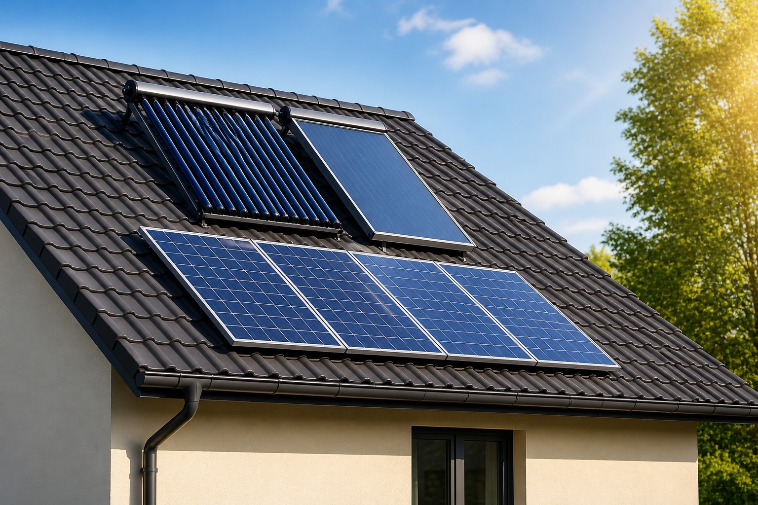 Panneaux solaires système solaire combiné sur toiture